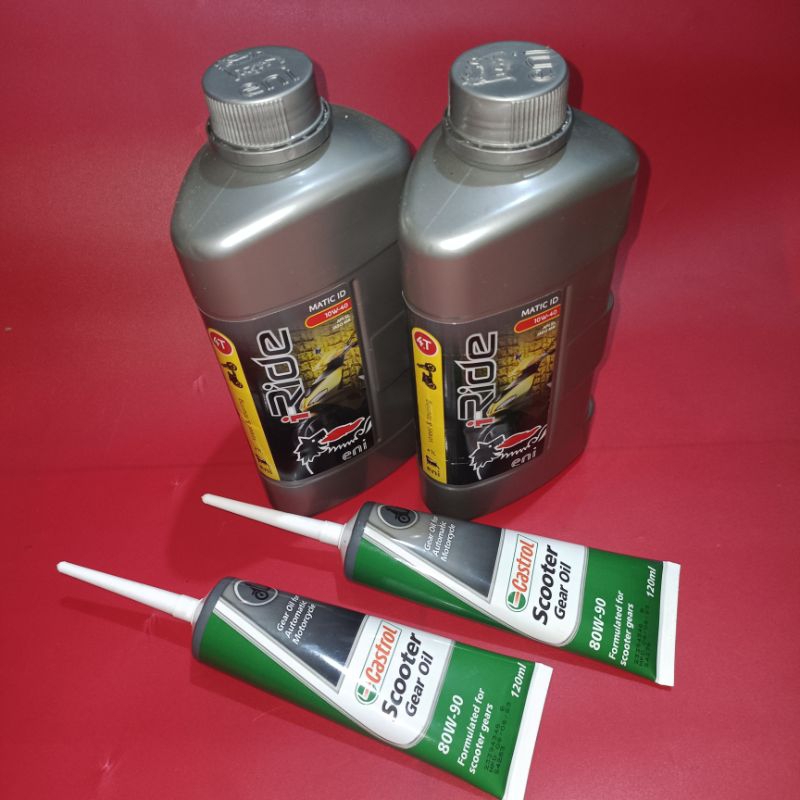 Paket Oli Mesin Vespa Matic 3V IGET (Oli Mesin Agip & Oli Gardan Castrol)
