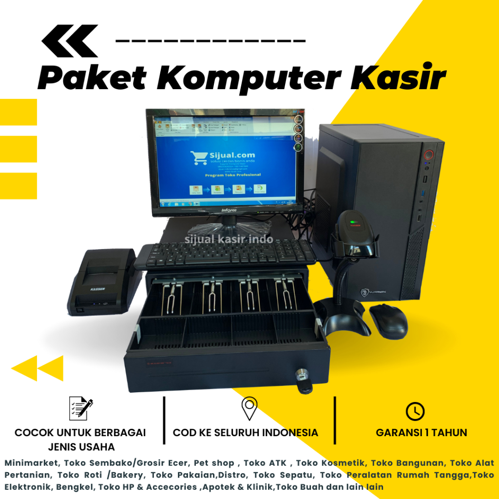 Komputer kasir lengkap siap pakai cocok untuk minimarket komputer kasir untuk apotek komputer kasir