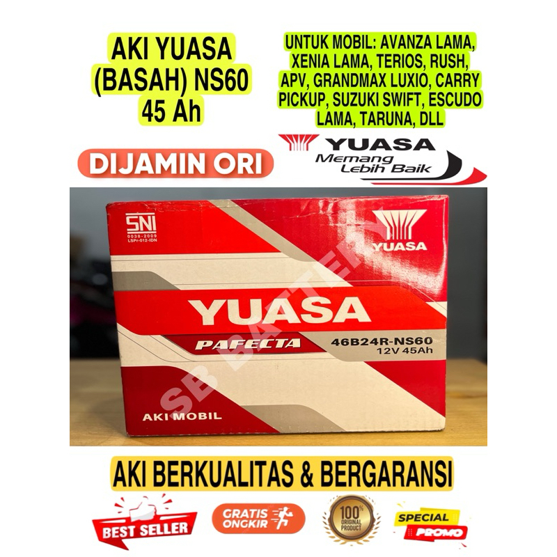 YUASA NS60 AKI BASAH MOBIL AVANZA RUSH XENIA TERIOS DLL