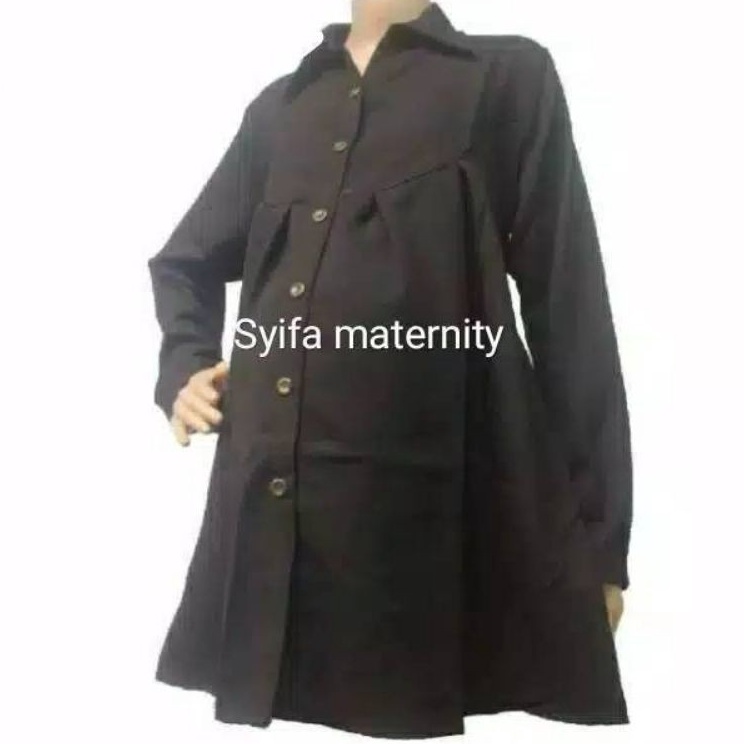 Ready AT17 Baju Hamil Kemeja Hamil Kerja Polos Lengan Panjang  Lengan Pendek  Syifa Maternity