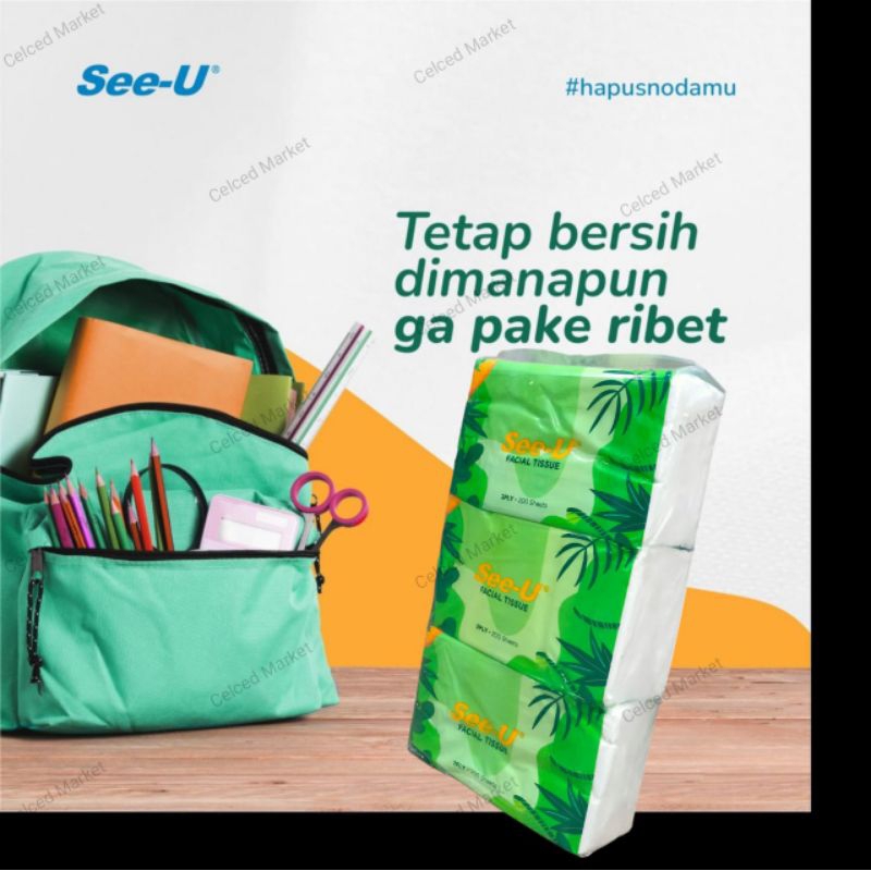 [ 3 Pack ] Facial Tissue Tisu 200 Sheet See U