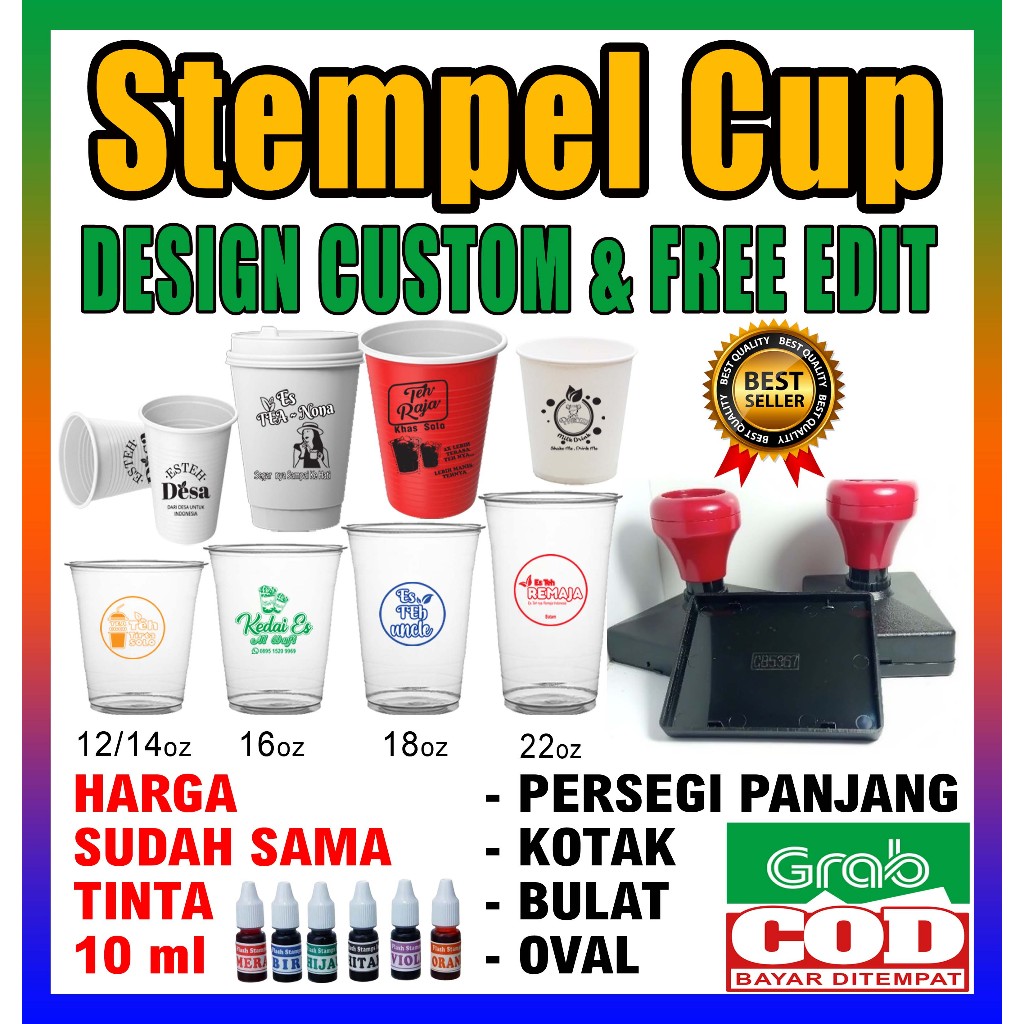 

RB STEMPEL GELAS CUP/SETEROFOAM/PLASTIK/KAYU - GRATIS TINTA DAN CLEANER (PEMBERSIH TINTA)
