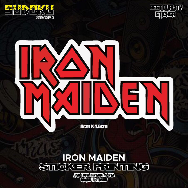 

STICKER STIKER PRINTING BAND IRON MIDEN TEXT|STICKER BAND|STICKER KACA|STICKER HELM