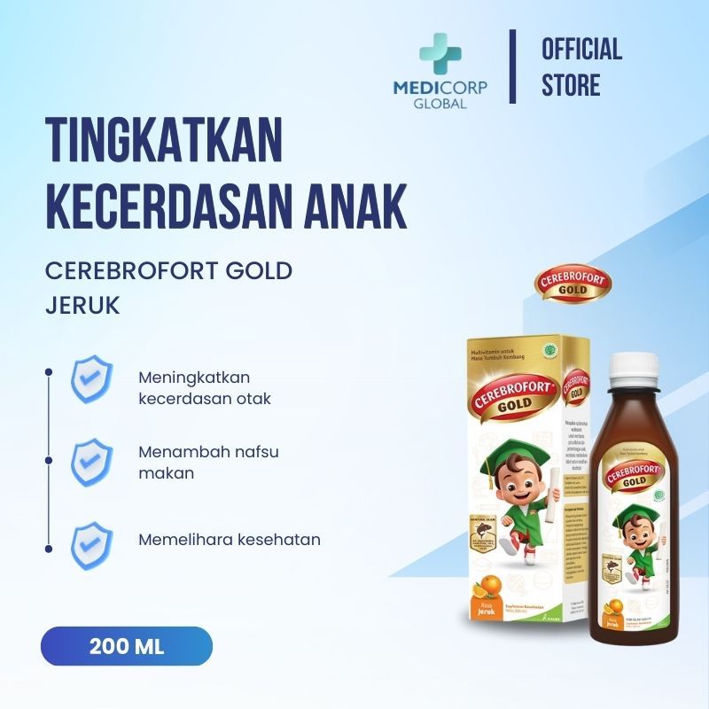 [MEDICORP] Cerebrovit / cerebrofort gold JERUK vitamin otak daya ingat 200 ml