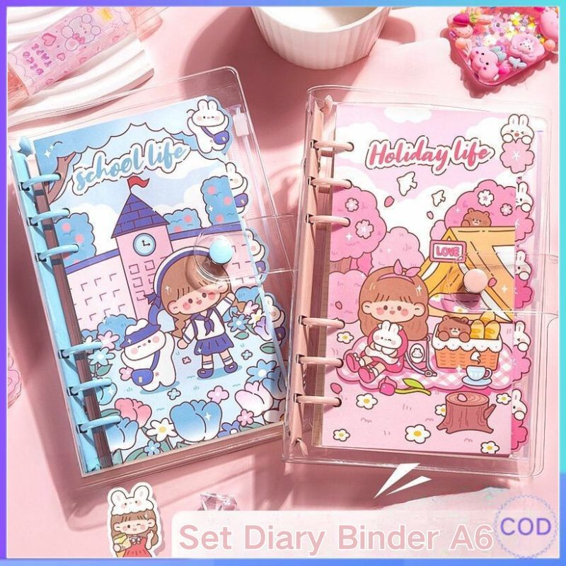 

Set Diary Binder A6 Cute Diary Set Kertas Tulis Jurnal Harian Djournal Book Buku Jurnal Anak Dengan Diy Sticker Set Hadiah Anak