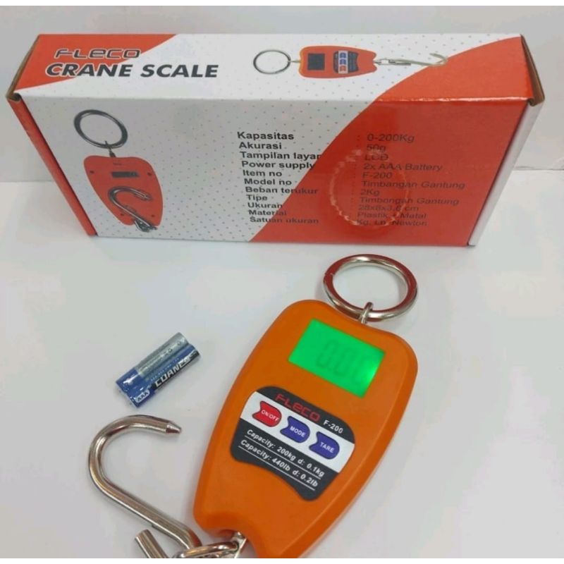 Timbangan Gantung digitalmerk //8088 Fleco F 200kap 200kgcasing ABSpower batre A3 x 2 pcs timbangan 