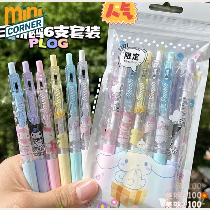 

1 Set Bolpen Gel isi 6 warna pastel karakter Sanrio