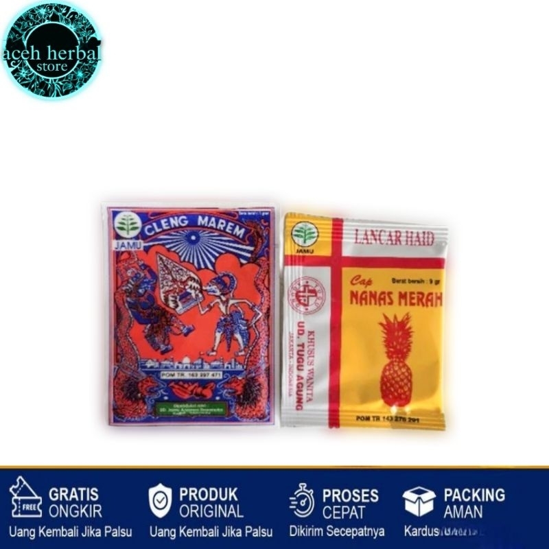 Jamu Lancar Haid Cap Nanas Serbuk +Jamu Cap Wayang Cleng Marem