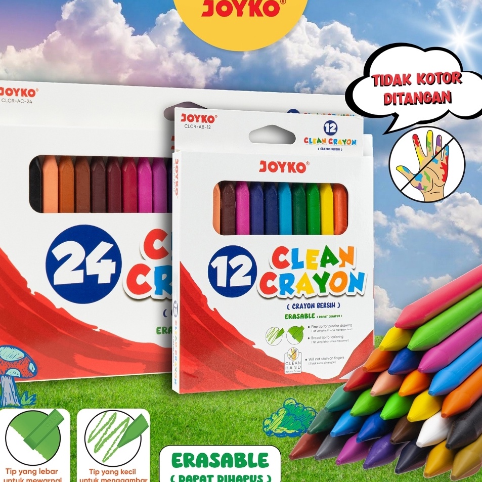 

Murah Terbatas Krayon Bersih Dapat Dihapus Clean Crayon Erasable Joyko