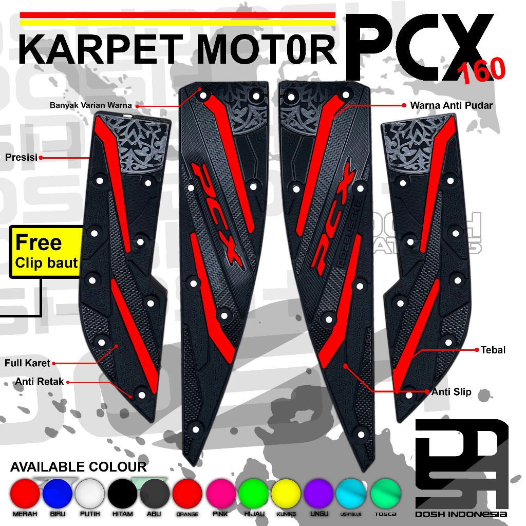Karpet Motor Pcx 160 Bahan karet tebal lentur tidak luntur anti slip nyaman digunakan motor terlihat