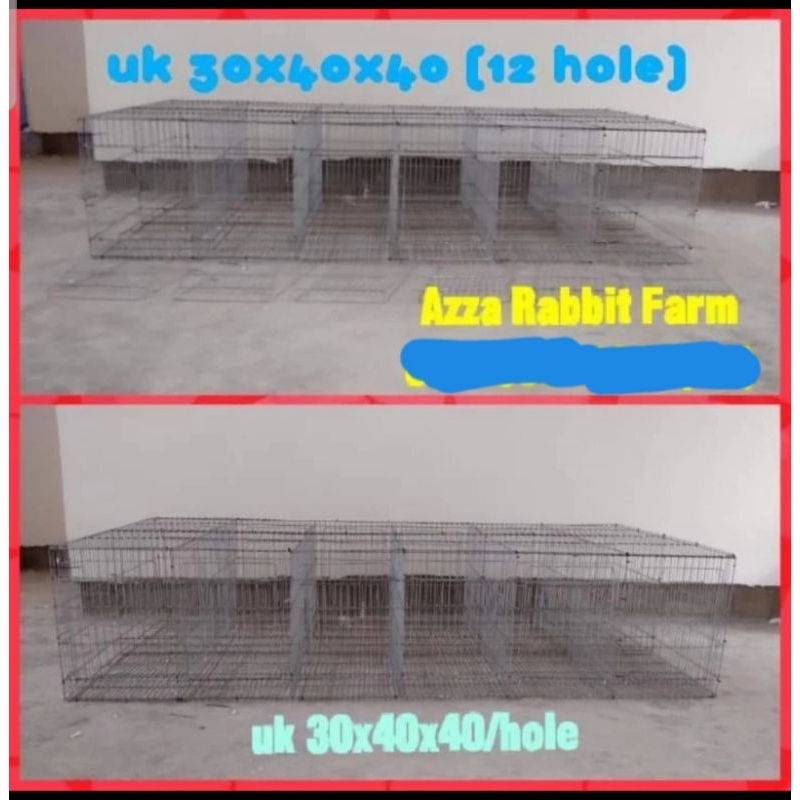 Kandang galvanis pembesaran kelinci 12 ruang uk 30x40x40/ruang
