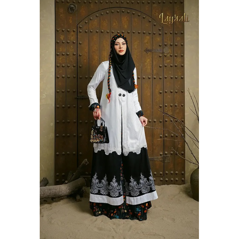ABAYA /GAMIS TUNEECA DALLAH T-0424001 TUNEECA LAYAALI /ABAYA PUTIH ABAYA GAMIS MONOCROM KUALITAS PRE