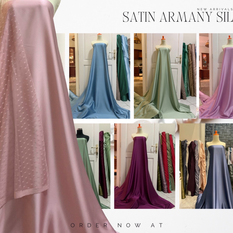 Penjualan TerbaikCOD Bahan Kain Satin Armanyy Silk Premium Quality Silk Polos Warna Putih Tulang Bro