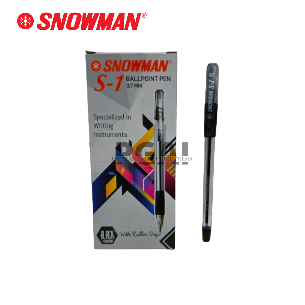 

BOLPOIN PULPEN BALLPOINT SNOWMAN S1 0.7 MM TINTA HITAM 1 PACK ISI 12 PCS