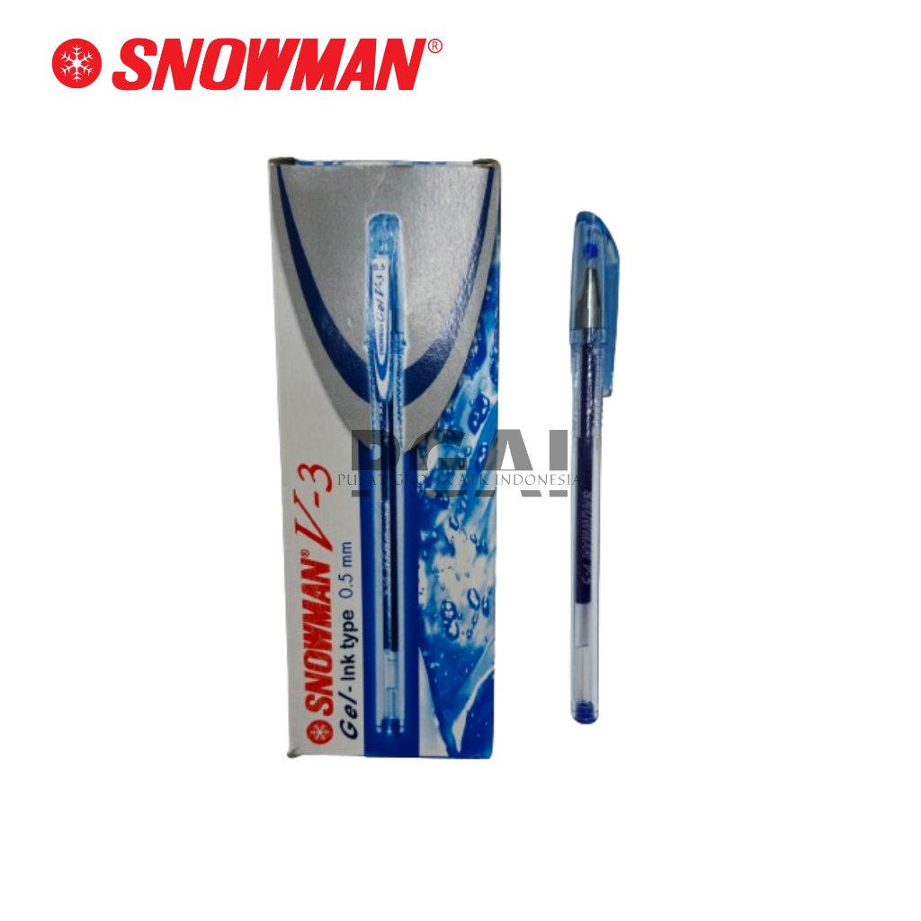 

BOLPOIN PULPEN BALLPOINT GEL SNOWMAN V3 INK TYPE 0.5 MM TINTA BIRU 1 PACK ISI 12 PCS