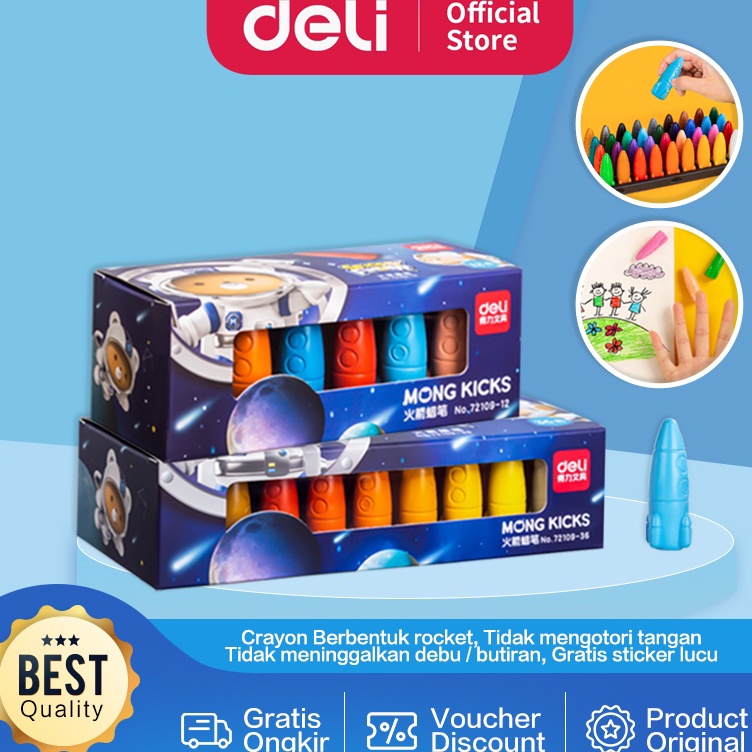 

Kejutan Promo Deli Oil Pastel Crayon Krayon anak bentuk Rocket Space Finder Tidak Mudah Patah Tidak Mengotori Tangan Free Sticker 7219X