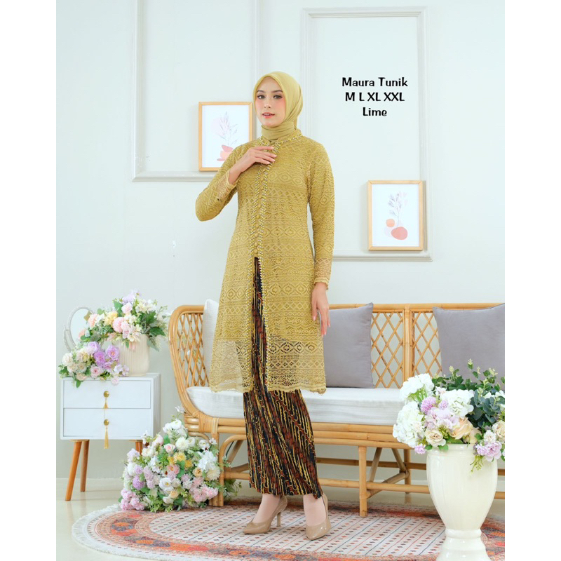 SET KEBAYA BROKAT TUNIK MAURA // TUNIK MAURA // TUNIK BROKAT // TUNIK FORMAL // TUNIK KONDANGAN