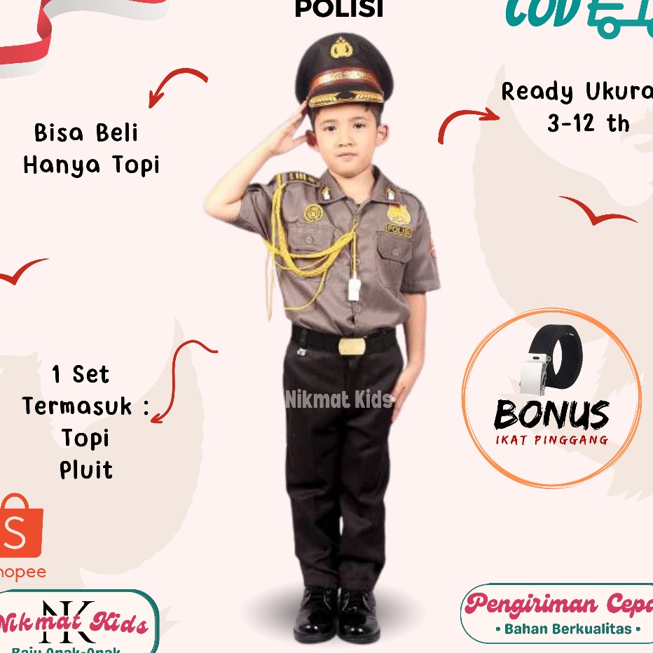 Terbaru 33 Baju polisi profesi anak baju kostum anak polisi biasa dinas polisi pocil keren terkini a