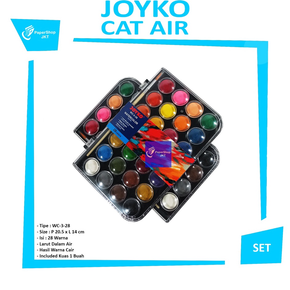 

Borong Berhadiah JOYKO Watercolor Set Cat Air WC3 Isi 28 Warna WC328 Pallete