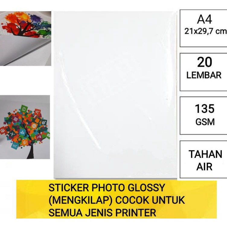 

New Arrival INKJET STICKER glossy mengkilap A4 isi 2 lembarkertas stiker foto mengkilap