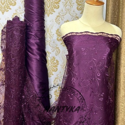 XC26619 KAIN TILE AKAR MUTIARA GLITER  TERMURAH  TULLE  BAHAN BROKAT GLITER MUTIARA MOTIF  BROKAT GL