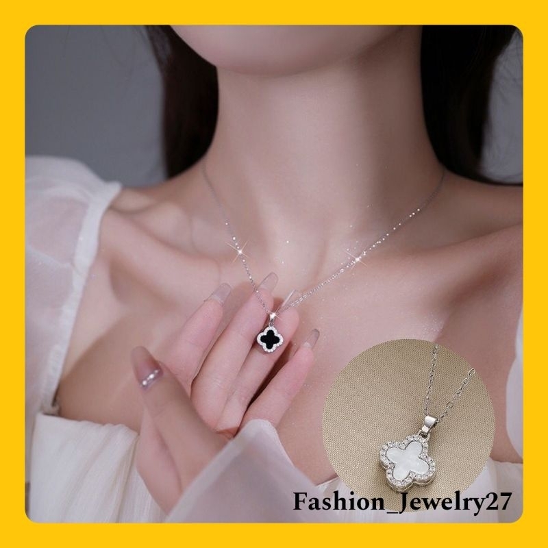 New Kalung Wanita Titanium Warna Silver Kalung Wanita Korea Anti Karat