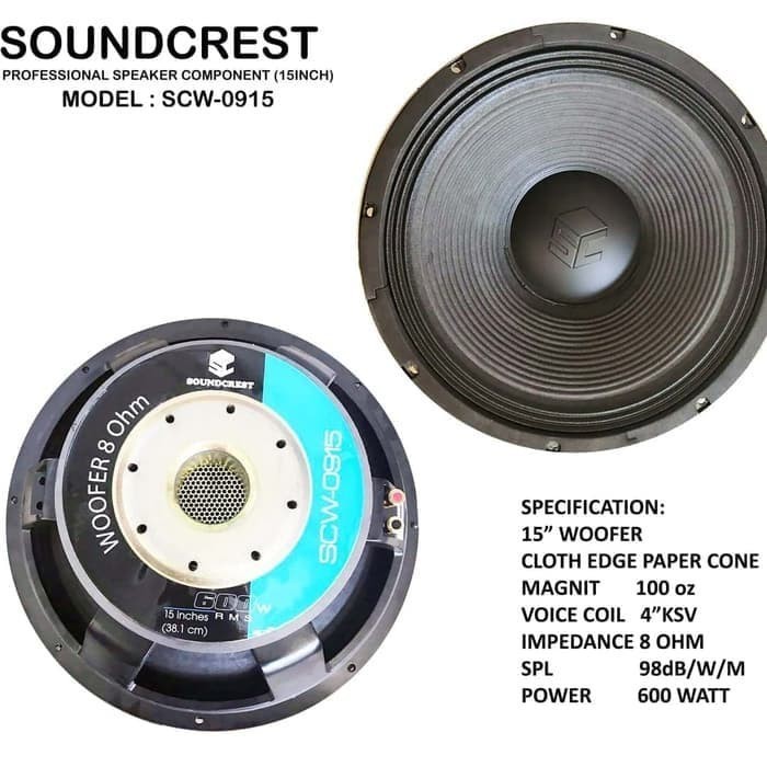 Speaker Woofer - Soundcrest SCW 0915 SCW0915 - 600 watt