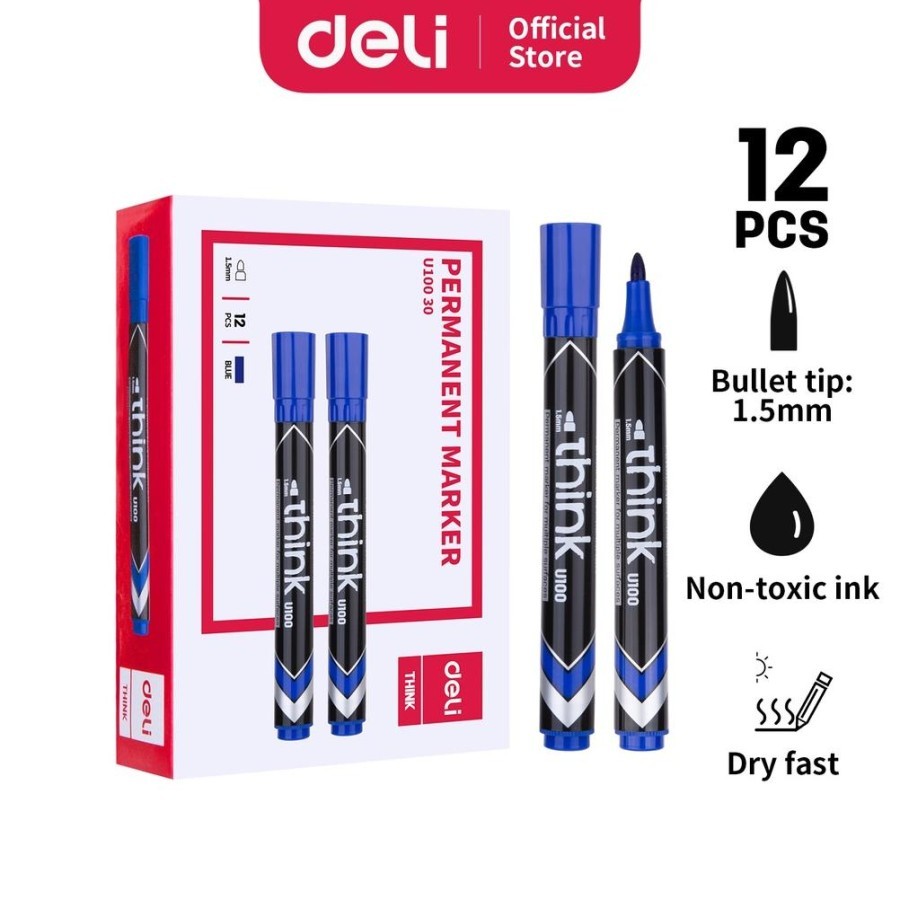 

Spidol Deli Think EU10030 Permanent Blue Marker