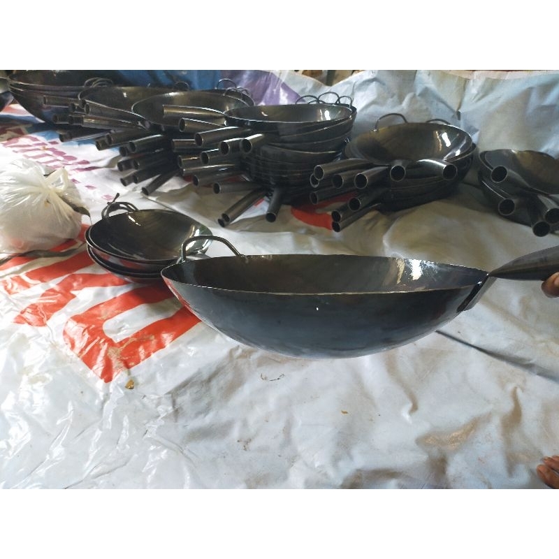 WAJAN WOK uk. 35cm bahan BAJA HITAM tebal 2mm