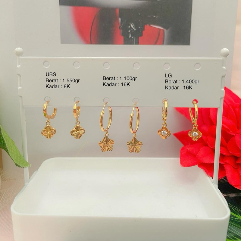 Perhiasan Anting Emas Gold Clover UBS 8k/375 dan LG 16k/700