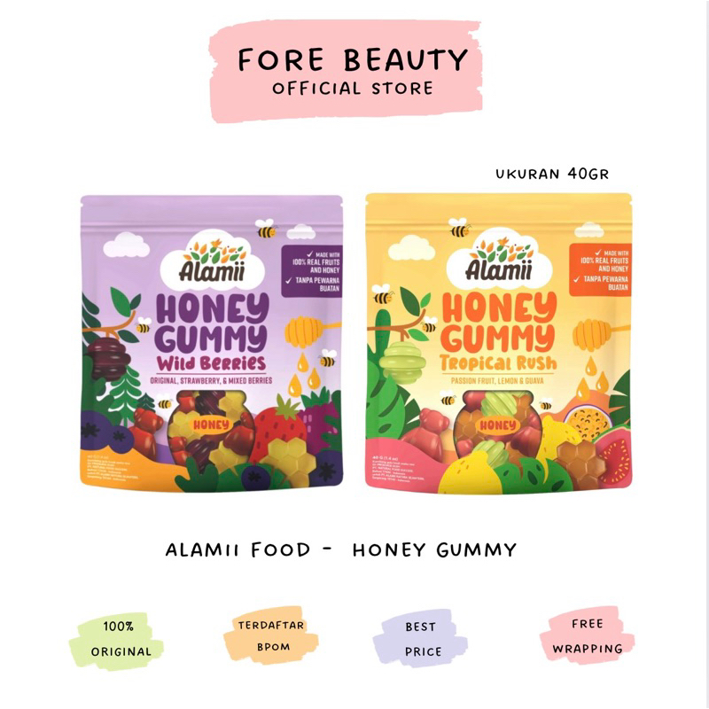 

Alamii - Honey Gummy - Wild Berries / Tropical Rush - Permen Jelly - 40gr - Less Sugar