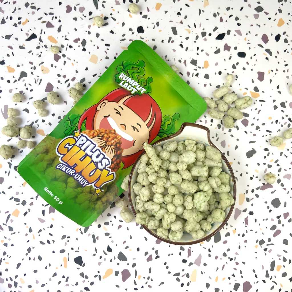 

Cemilan makanan ringan pilus cikur uhuy (pilus cihuy)-rasa rumput laut 50gr