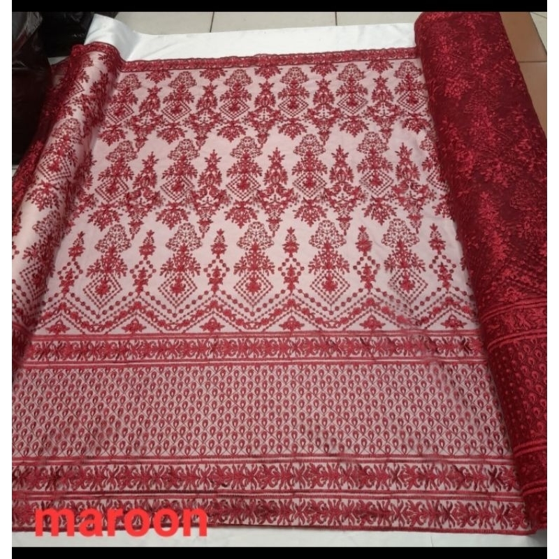 Bahan kain Tille Sapto bordir/ tulle Sapto motif terbaru