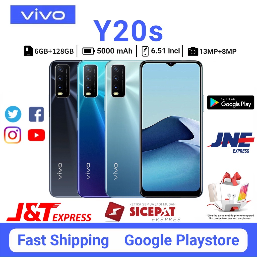 VIVO Y20s RAM 6/128GB Baterai 5000mAh Layar 6.51 inci Bergaransi