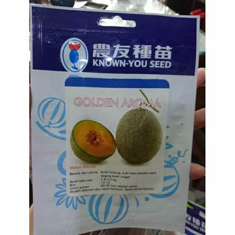 100 BIJI BIBIT BENIH MELON GOLDEN AROMA KNOWN YOU SEED KYS F1 KEMASAN PABRIK