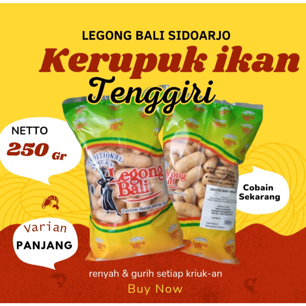 

Legong Bali Kerupuk Ikan Tenggiri Krupuk Ikan varian panjang 250 gr