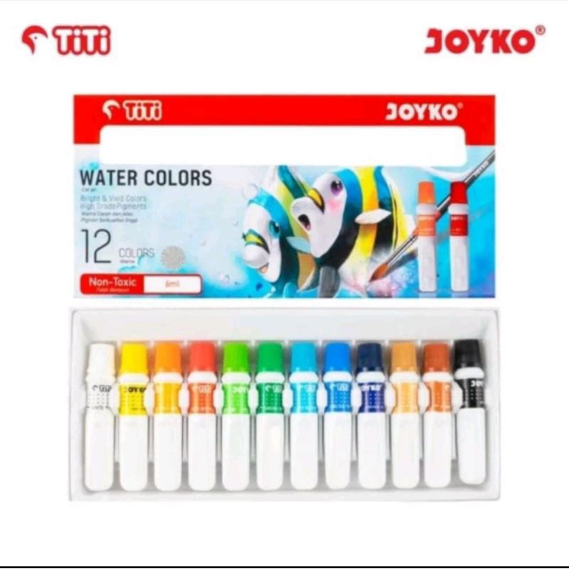 

PROMO DISKON 50% CAT AIR/WATER COLOUR 12 WARNA JOYCO TITI wac-6ml-12c ( 1 set 12 warna)