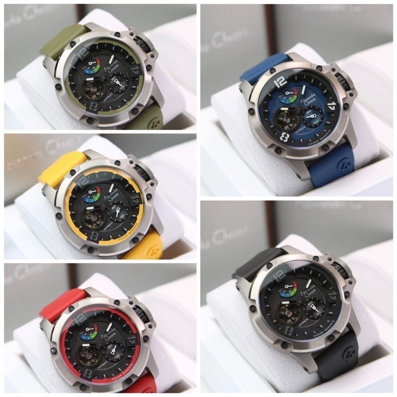 ORIGINAL Jam Tangan Pria Alexandre Christie AC 6295 / AC6295 Automatic Titanium Limited Edition Rubb