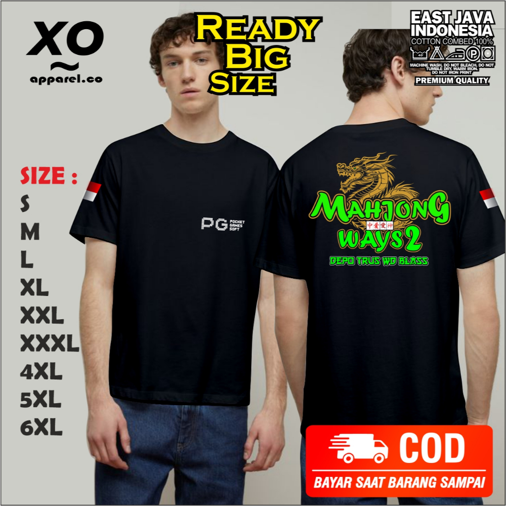 baju kaos pria MAHJONG WAYS 2 game slot PG soft pragmatic paly bahan adem big size jumbo