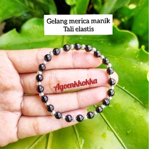 Gelang tali elastis/Karet MERICA MANIK hitam kokka kaukah
