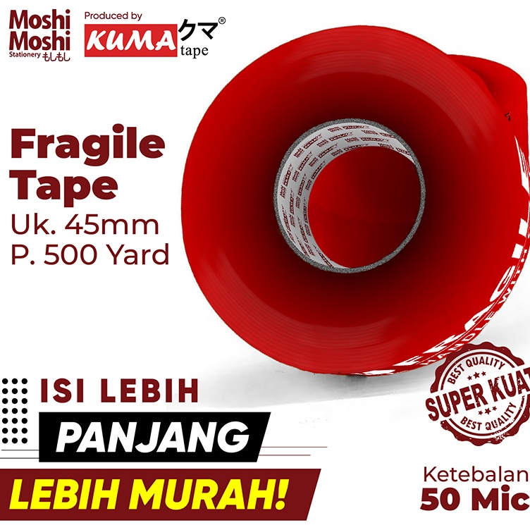

KODE D36I Lakban Fragile Moshi Kuma 2 inch 5 Yard Isolasi Tape Perekat Kuat