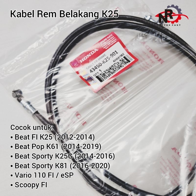 Kabel Rem Belakang Kiri Beat FI K25 Kabel Rem Kiri Belakang Beat POP K61 Beat Sporty K25G Vario 110 