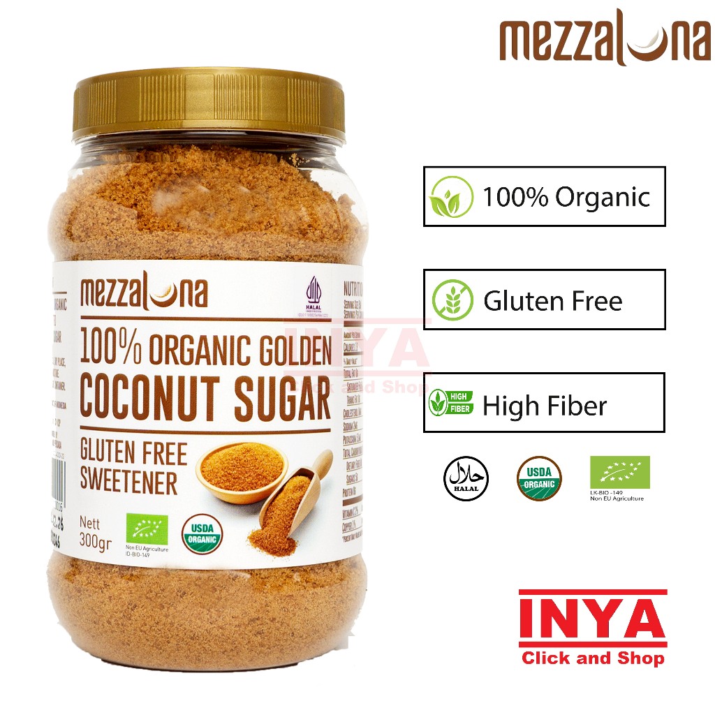 

MEZZALUNA Organic Coconut Sugar Golden 300gr Free Sweetener 100% Organic - Gula Kelapa