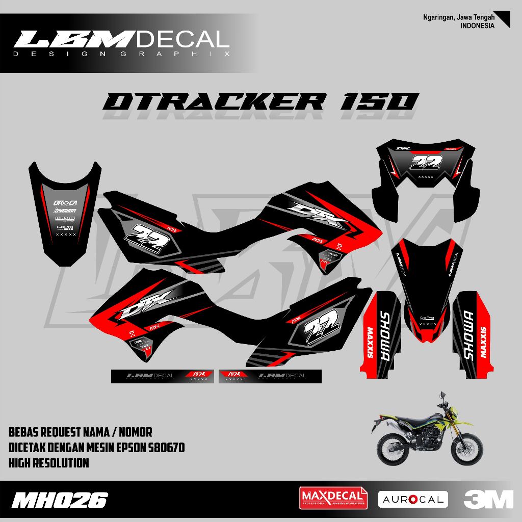 Decal Dtracker - Stiker Fullbody Kawasaki Dtracker 150 Variasi Abu