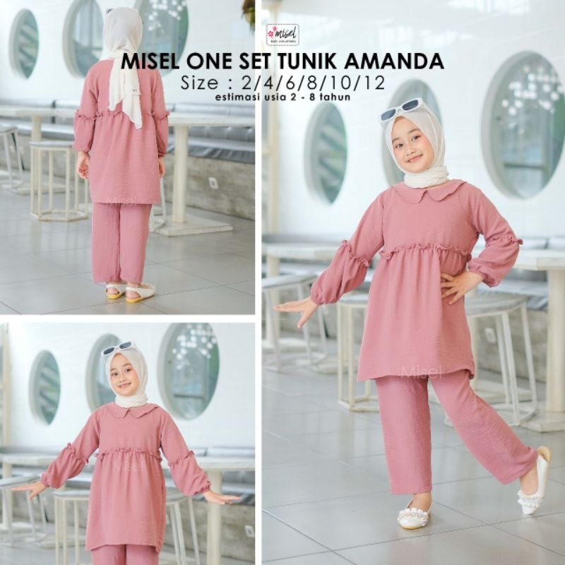 Misel one set setelan tunik anak perempuan amanda usia 2-8 tahun set tunik cewek crinkle