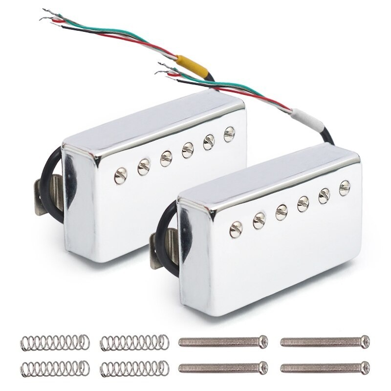 Alnico 2 Humbucker Guitar Pickup 4 Coil Cable 7.5k / 8.6k Coil Splitting dengan Brass Cover Alnico I