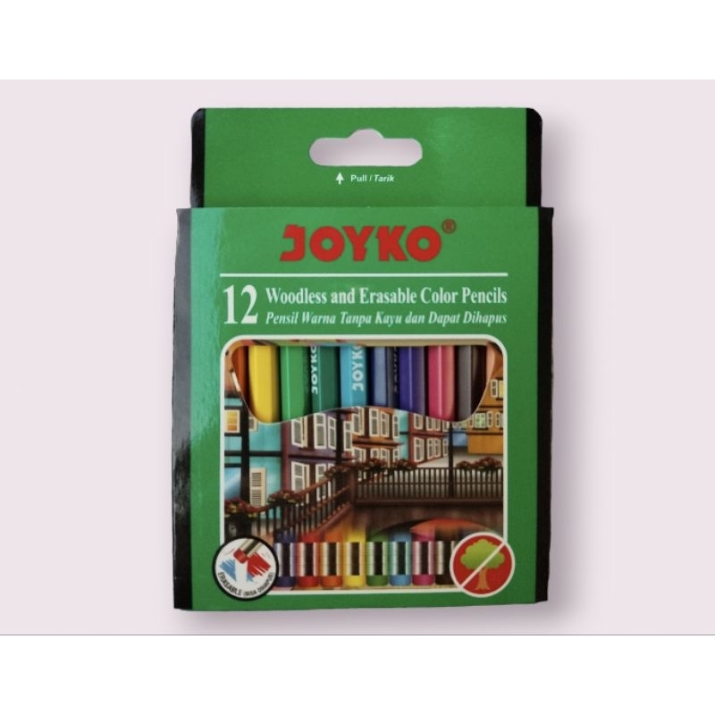 

Pensil warna pendek isi 12 bisa dihapus merk Joyko CP-120