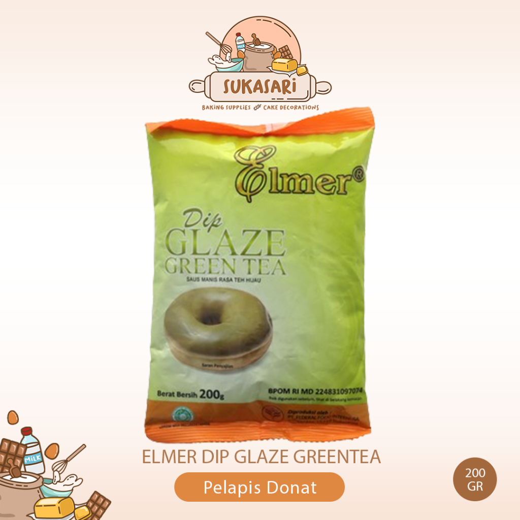 

Elmer Dip Glaze Donut Greentea 200gr pelapis topping donat