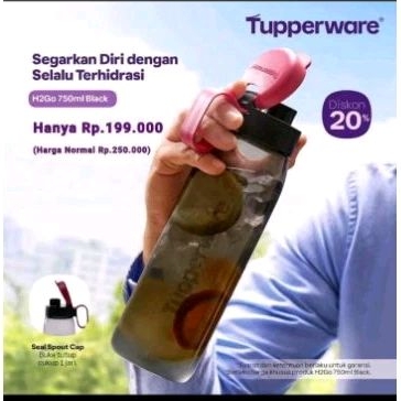 h2go tupperware/botol minum crystal