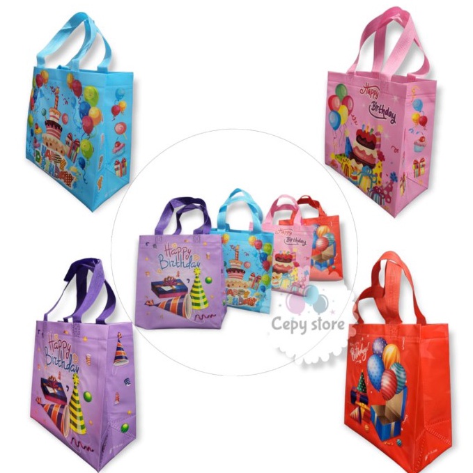 

Nyaman Tas Souvenir Ulang Tahun Anak Goodie Bag Tas Ulang Tahun HBD Cake S Murah